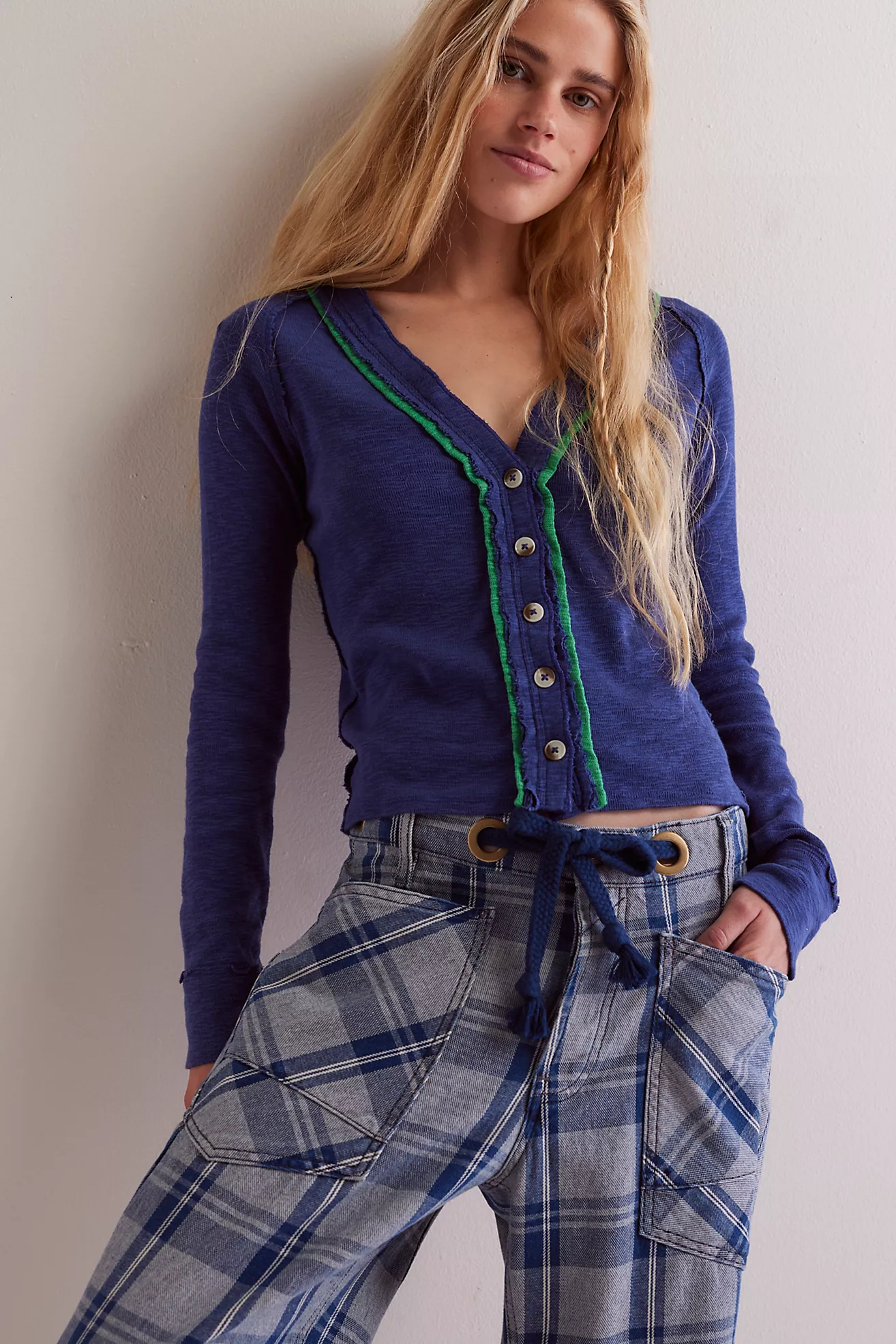 Free People Tipton Cardi- Indigo Combo