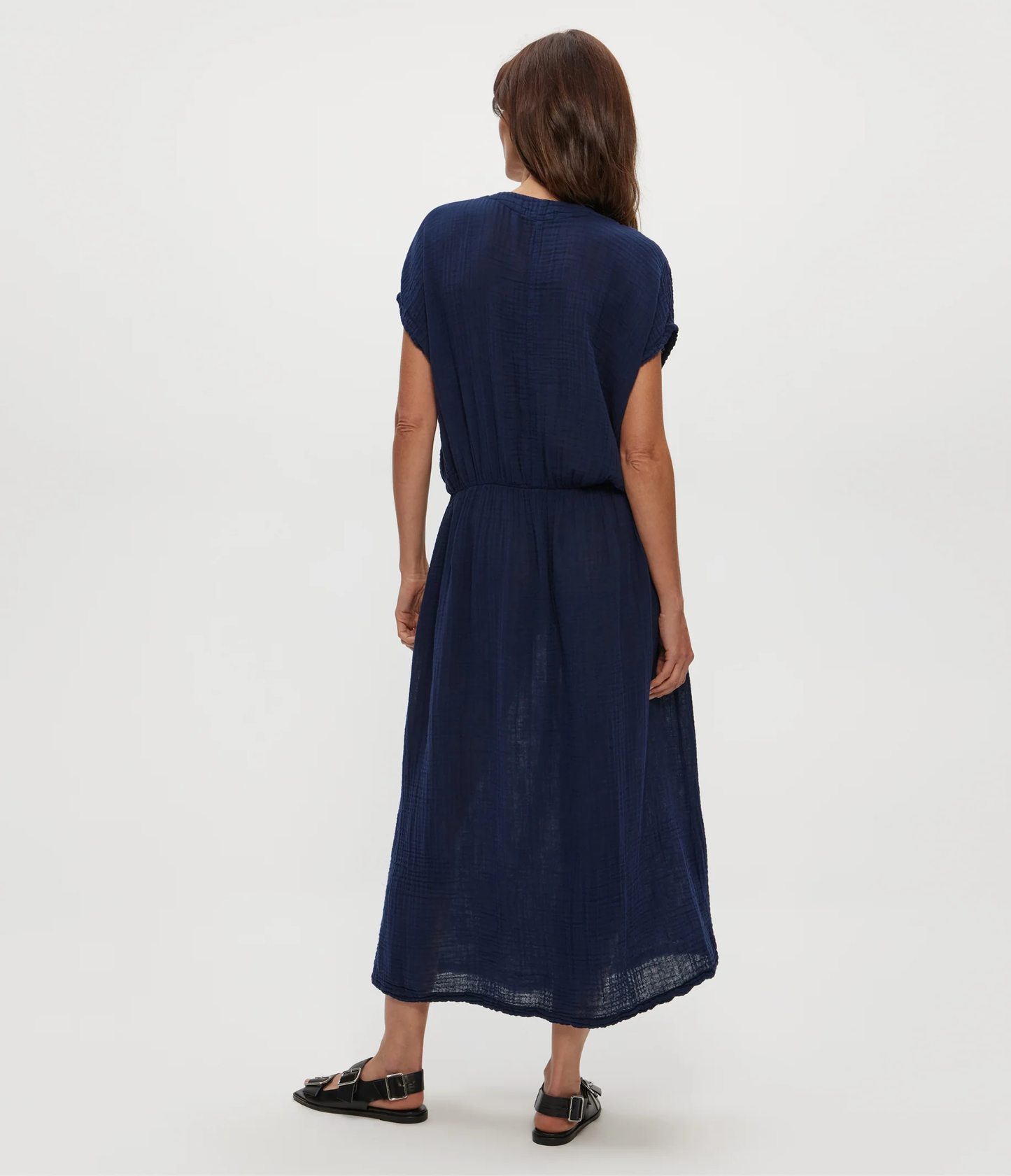 Michael Stars Rylee Gauze Midi Dress- Nocturnal