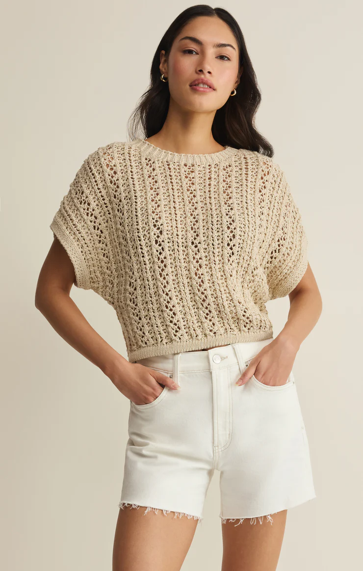 Z Supply Ballast Crochet Sweater Top- Natural