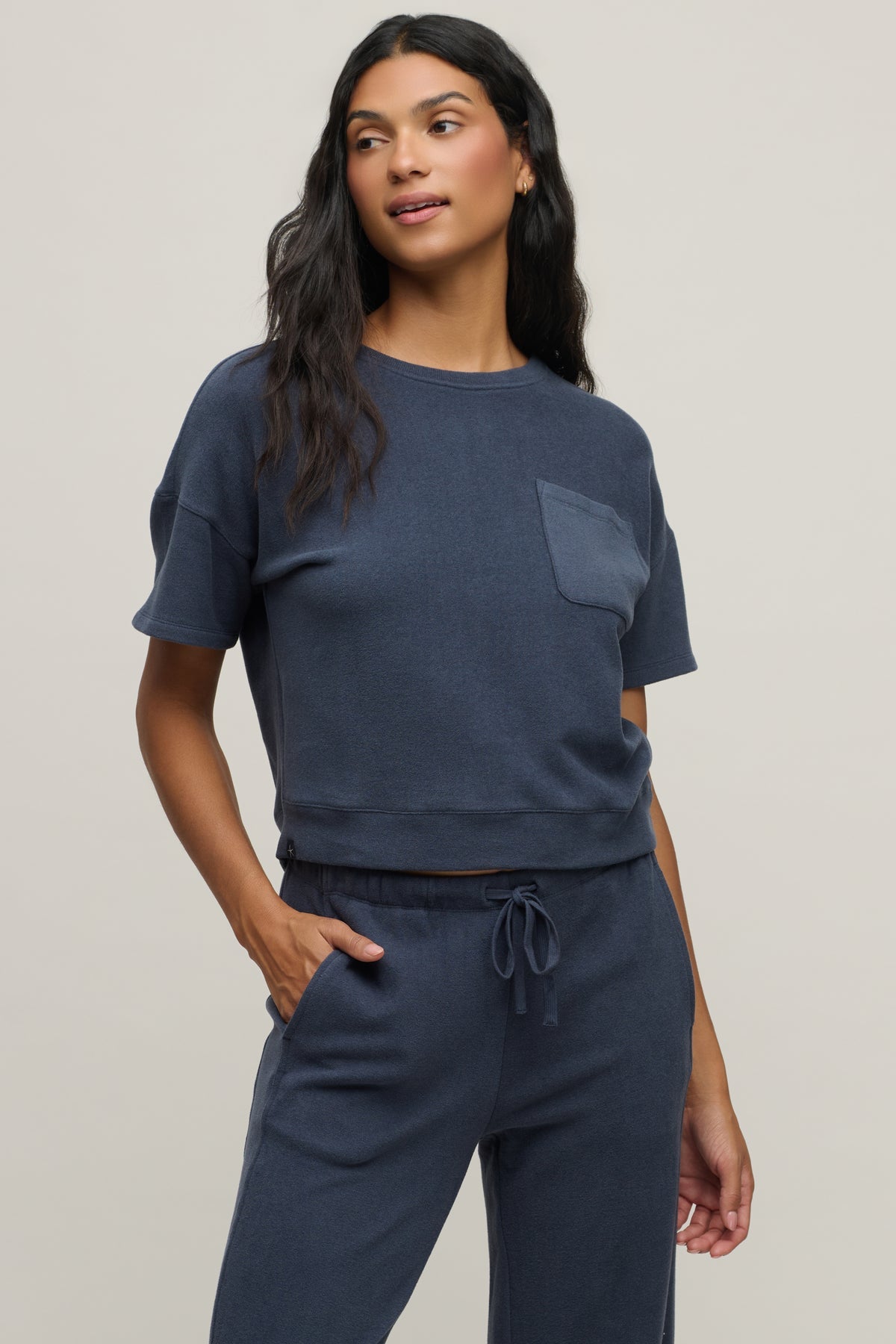 Barefoot Dreams Brushed Fleece Short Sleeve Dropped Shoulder Pullover