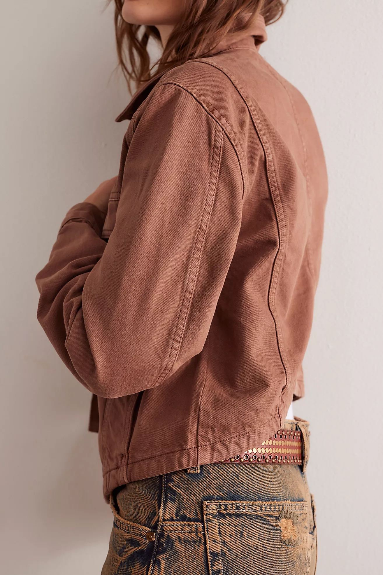 Free People Jade Denim Jacket- Chocolate Mousse