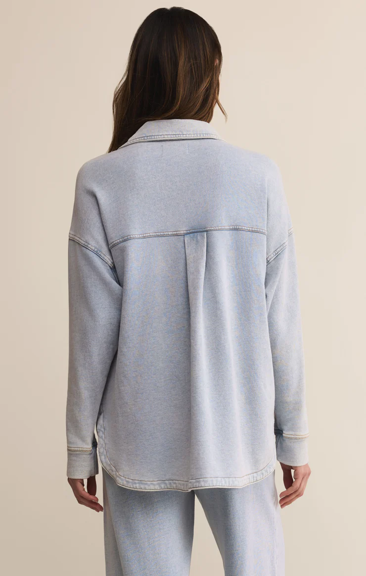Z Supply All Day Knit Denim Jacket- Washed Indigo