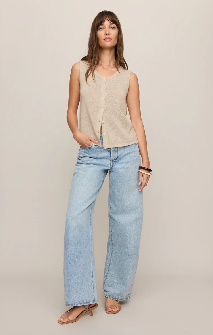 Z Supply Sad Linen Knit Tank Vest- Sandstone