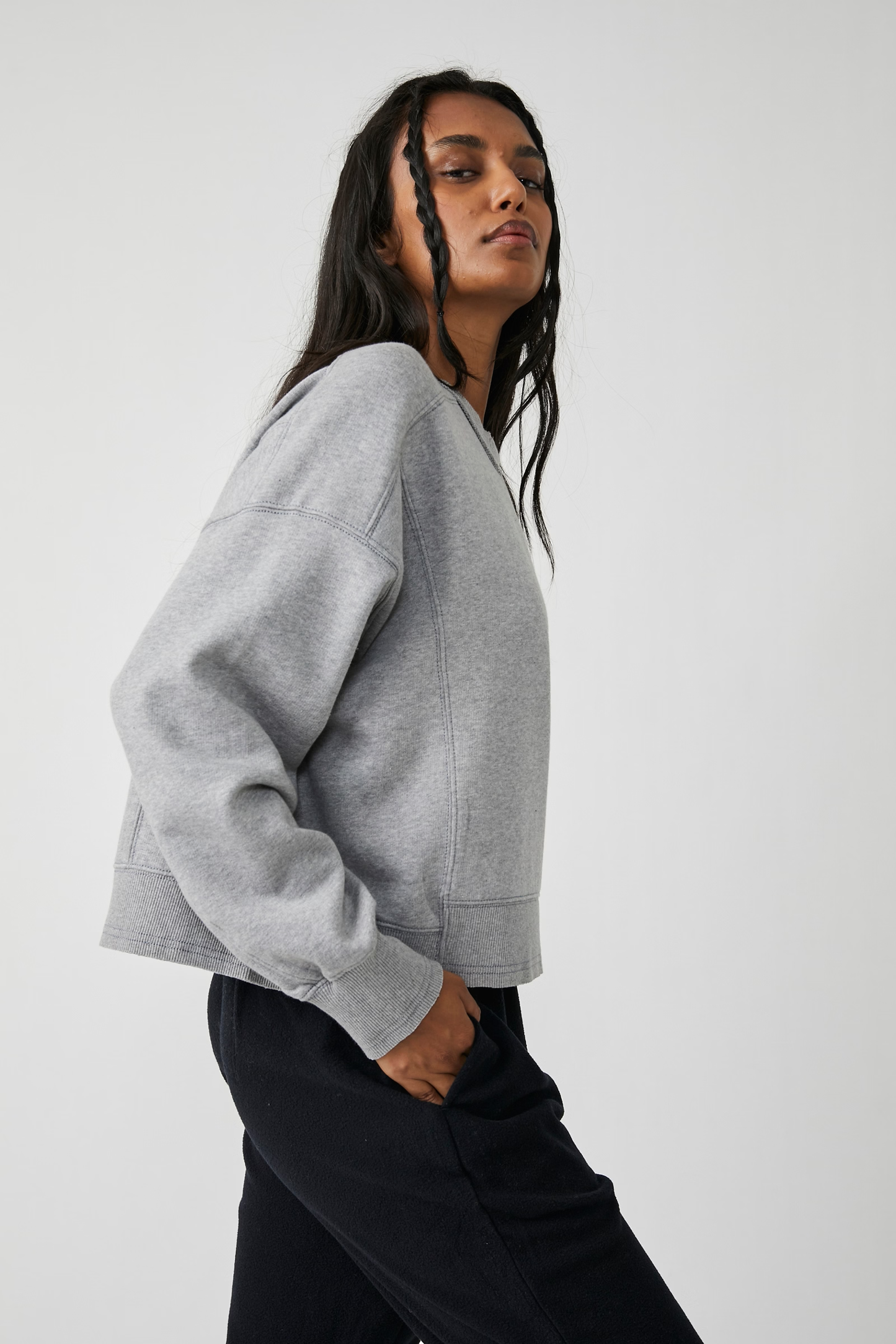 Free People Intercept Pullover- Heather Grey