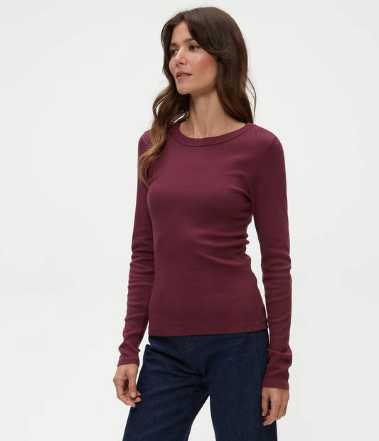 Michael Stars Zola Ribbed Tee- Beetroot