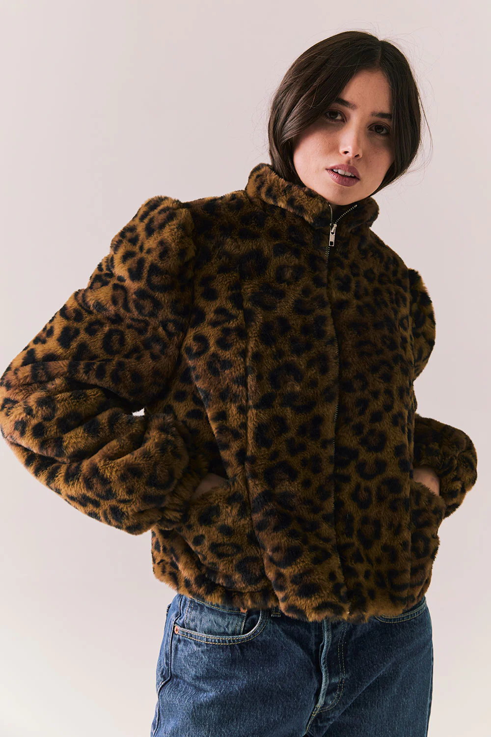 Chaser Leopard Puff Sleeve Jacket