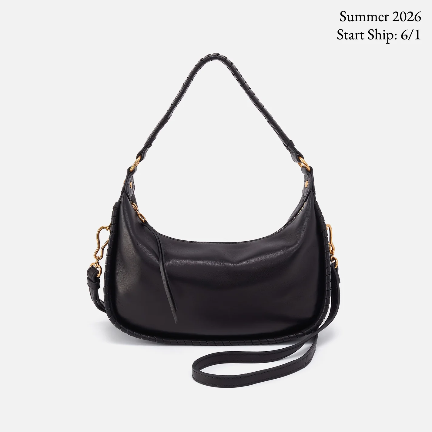 HOBO Mia Crescent HOBO in Smooth Leather- Black