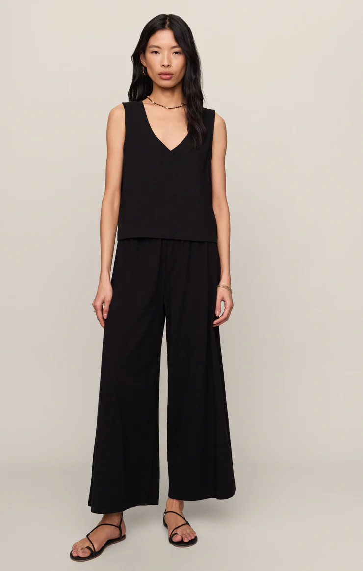 Z Supply Sloane V-Neck Cotton Jersey Tank- True Black