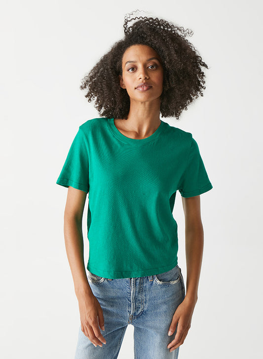 Michael Stars Blake Cropped Tee- Kelly Green