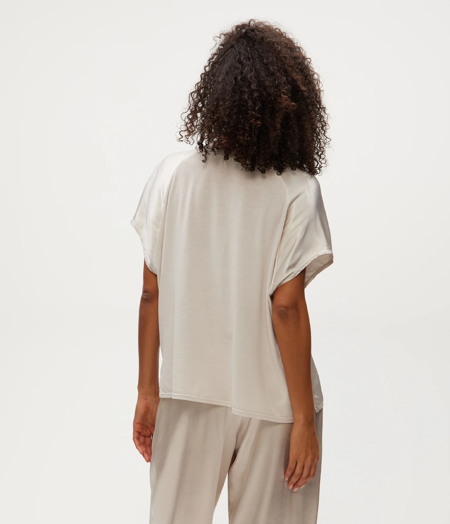 Michael Stars Flow Satin Tee- Cement