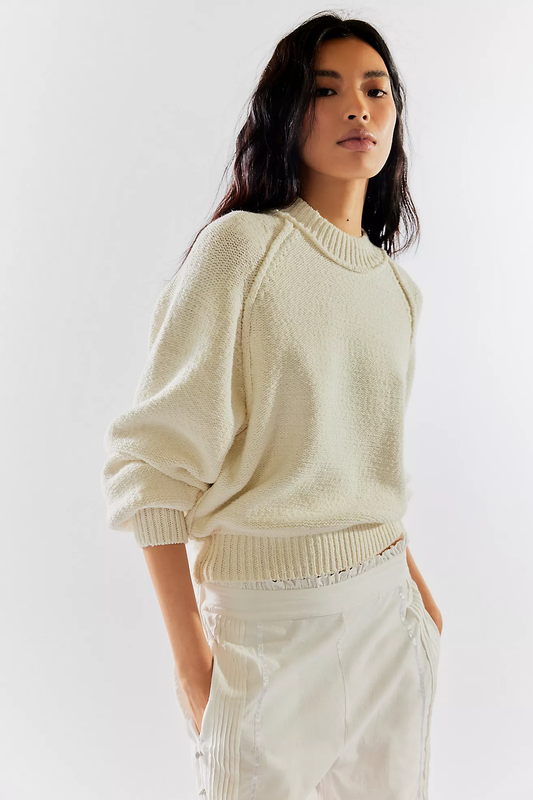 Free People Riley Pullover- Optic White