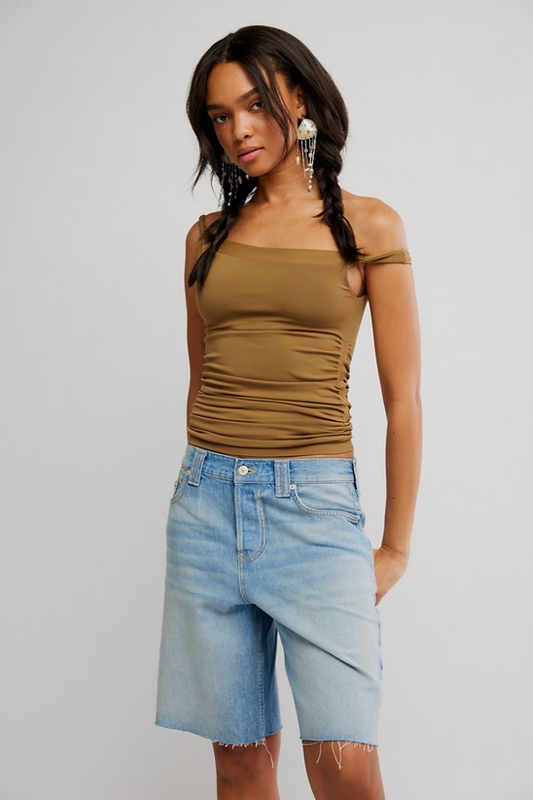 Free People Round Two Asymmetrical Tank- Mosswood