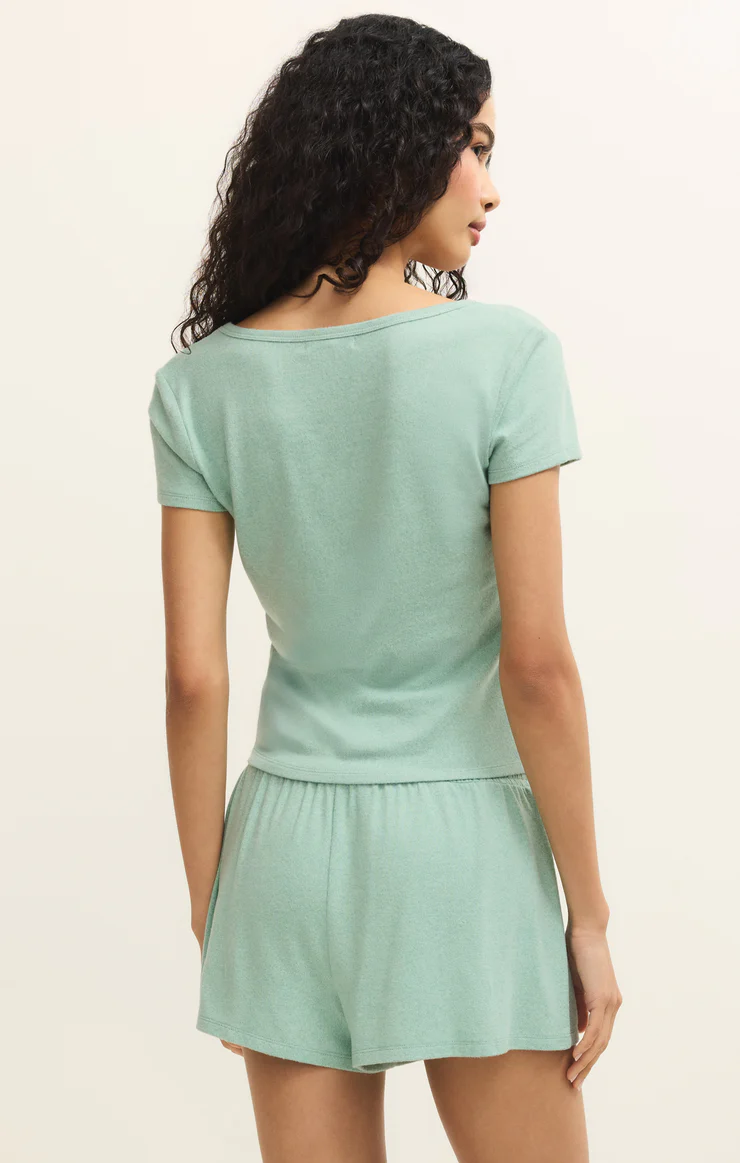 Z Supply Flower Market Knit Tee-Crystal Green