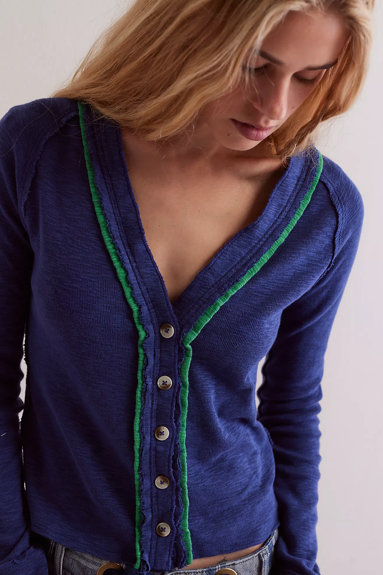 Free People Tipton Cardi- Indigo Combo