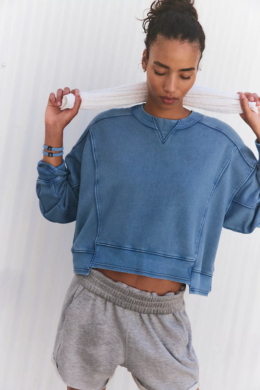 Free People Intercept Pullover- Blue Grey