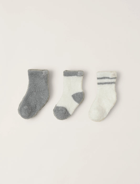 Barefoot Dreams CozyChic Lite® Infant 3 Pack Sock Set- Moonbeam/ Pearl