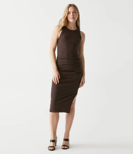 Michael Stars Wren Ribbed Midi Dress- Java