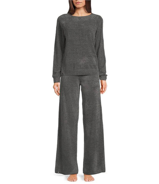 Barefoot Dreams Jersey Roll Pull over & Wide leg pant- Coal