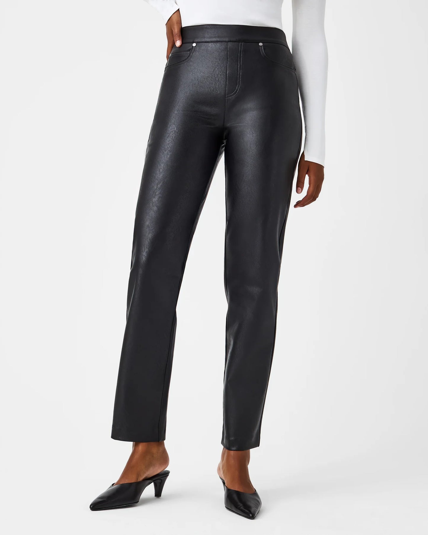 Spanx Leather-Like Slim Straight Pants