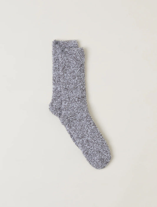 Barefoot Dreams CozyChic Heathered Men's Socks- Charcoal/WHite