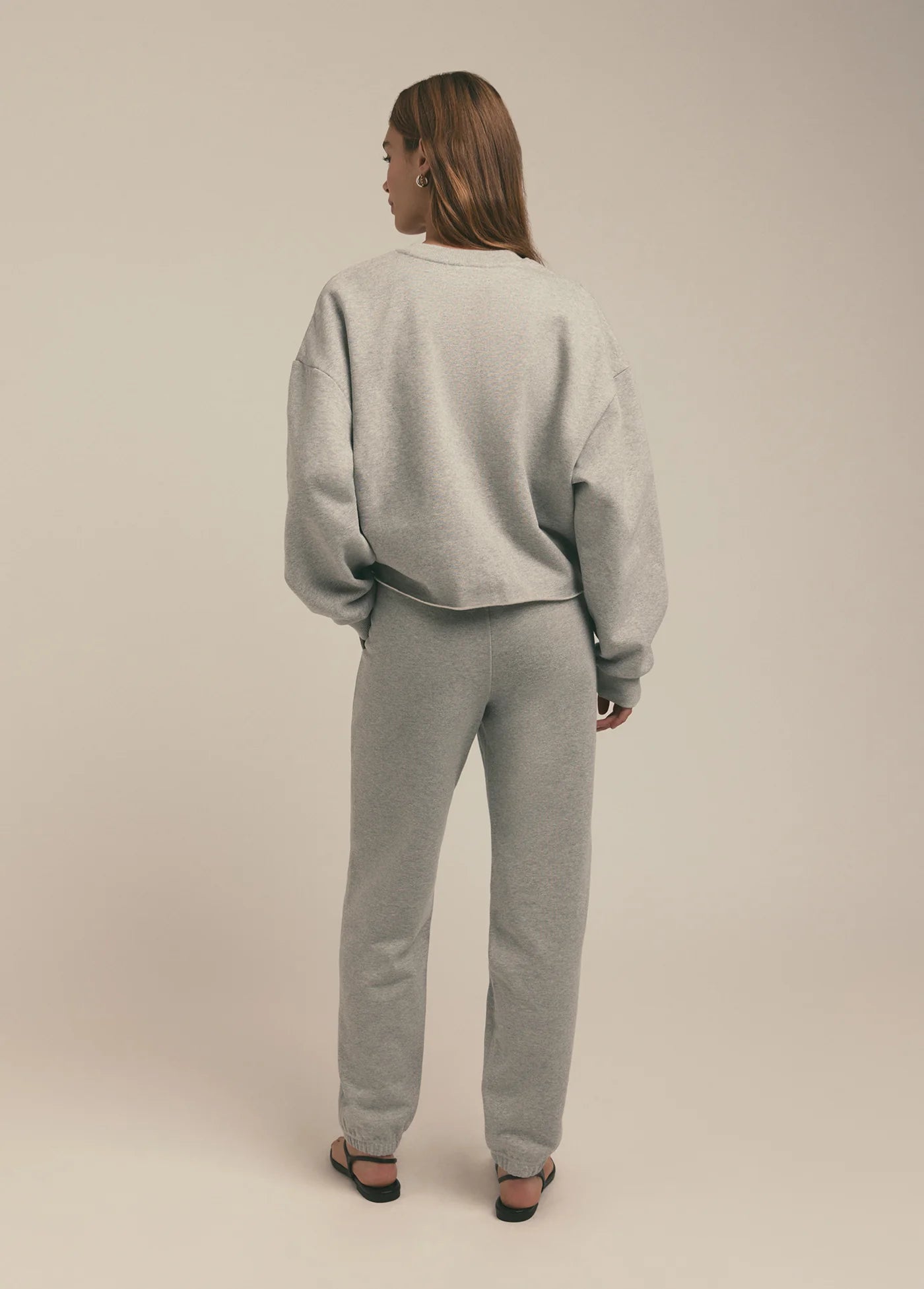 Favorite Daughter The Cropped Collegiate Sweatshirt- Heather Grey/ Navy