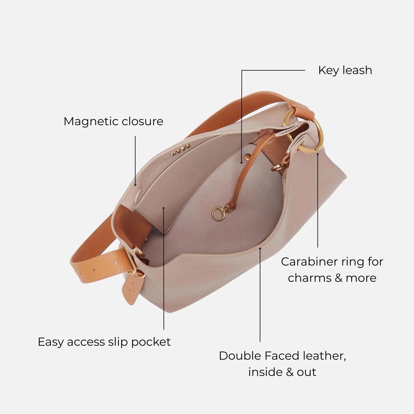 HOBO Rayna Shoulder Bag in Double-Faced Leather- Warm Adobe