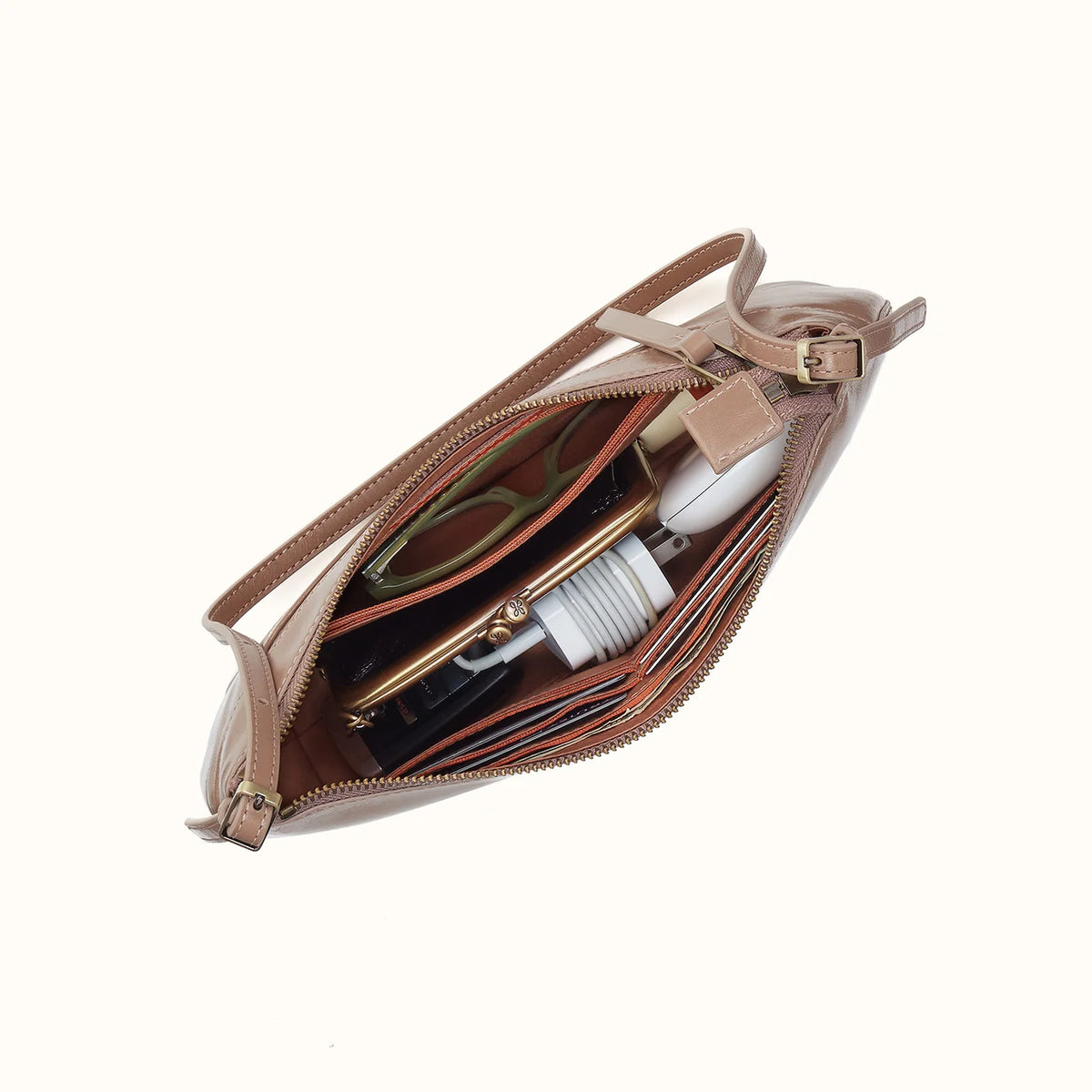 HOBO Scottie Slim Shoulder in Polished Leather- Woodsmoke