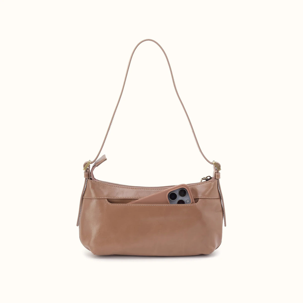 HOBO Scottie Slim Shoulder in Polished Leather- Woodsmoke