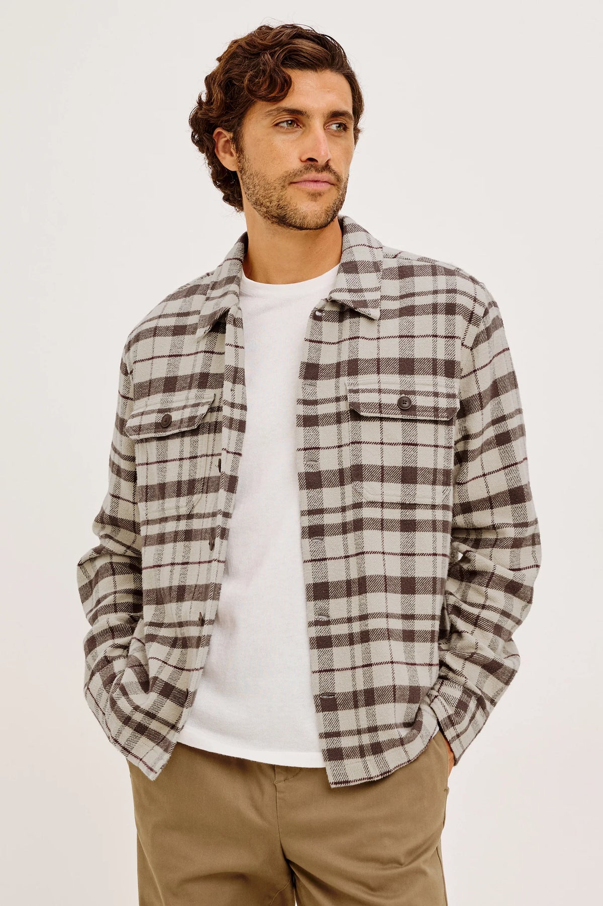 Rails Stellan Overshirt - Oat Carbon Mahogany