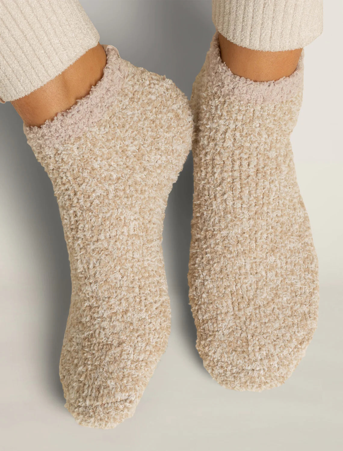 Barefoot Dreams CozyChic Heathered Women's Socks 2 pack- Stone Multi