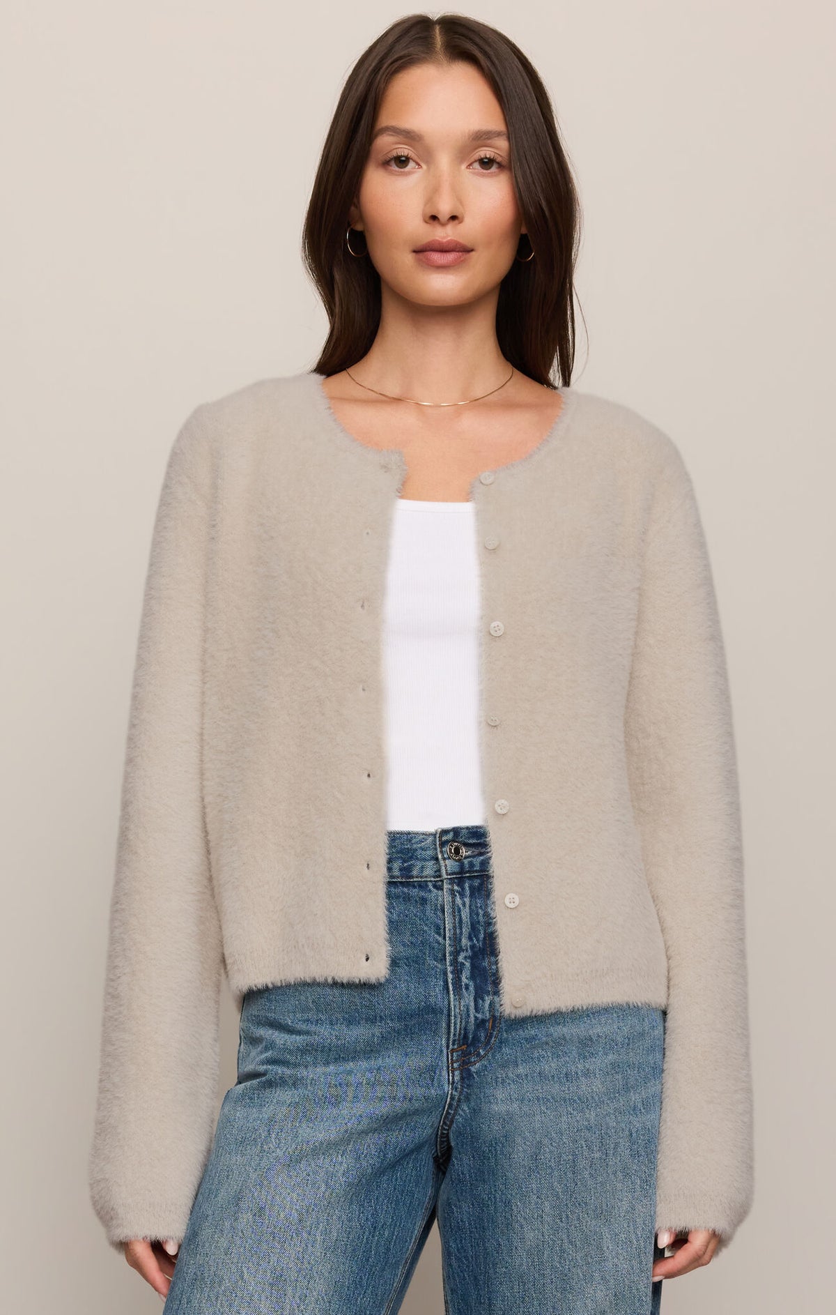Z Supply Winterglow Fluffy Cardigan-Pearl
