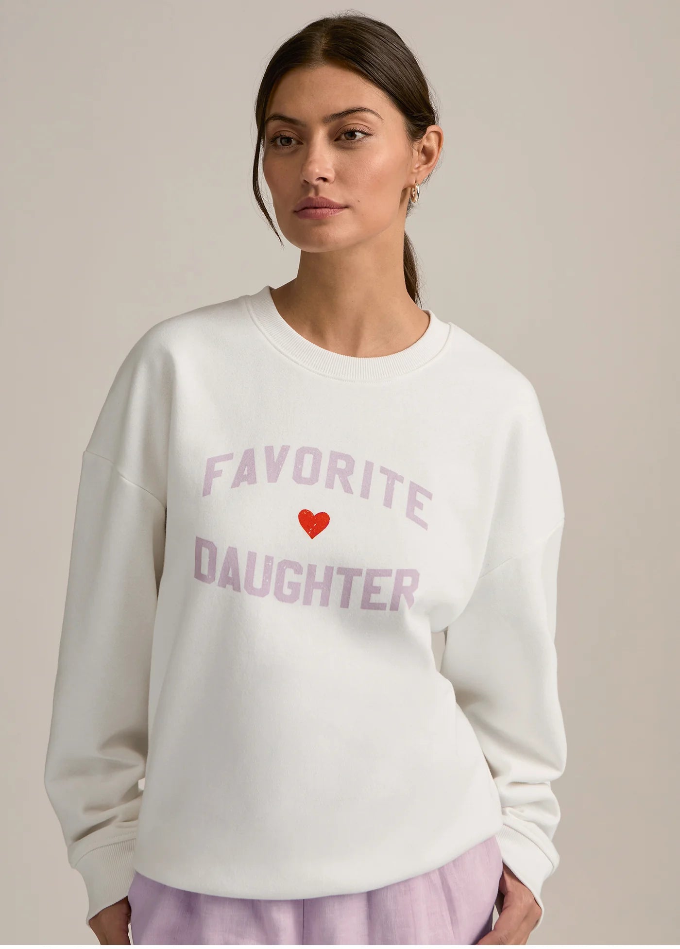 Favorite Daughter Heart Logo Sweatshirt- White Wisteria