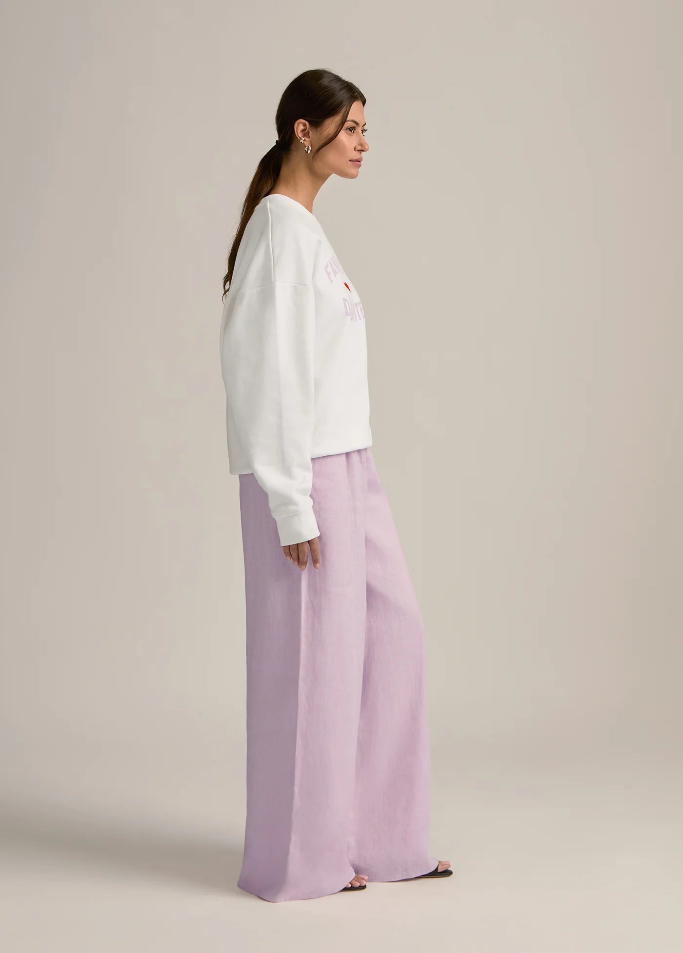 Favorite Daughter Heart Logo Sweatshirt- White Wisteria