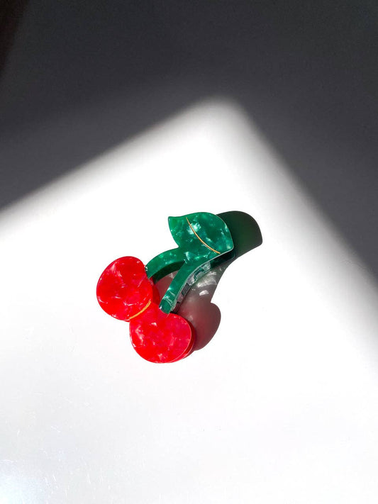 Hand-painted Cherry Fruit Claw Hair Clip | Eco-Friendly