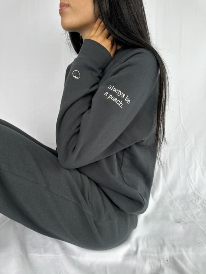 "always be a peach" Crewneck- Cool Black